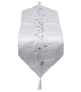 Clematis Embroidered Flower Table Runner with Organza Panel 12 x 36" (2 Colours)