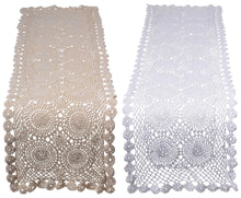 Load image into Gallery viewer, Traditional Floral Cotton Crochet Table Runner 12&quot; x 45&quot; (Ecru or White)