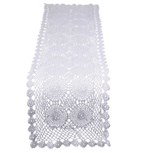 Load image into Gallery viewer, Traditional Floral Cotton Crochet Table Runner 12&quot; x 45&quot; (Ecru or White)