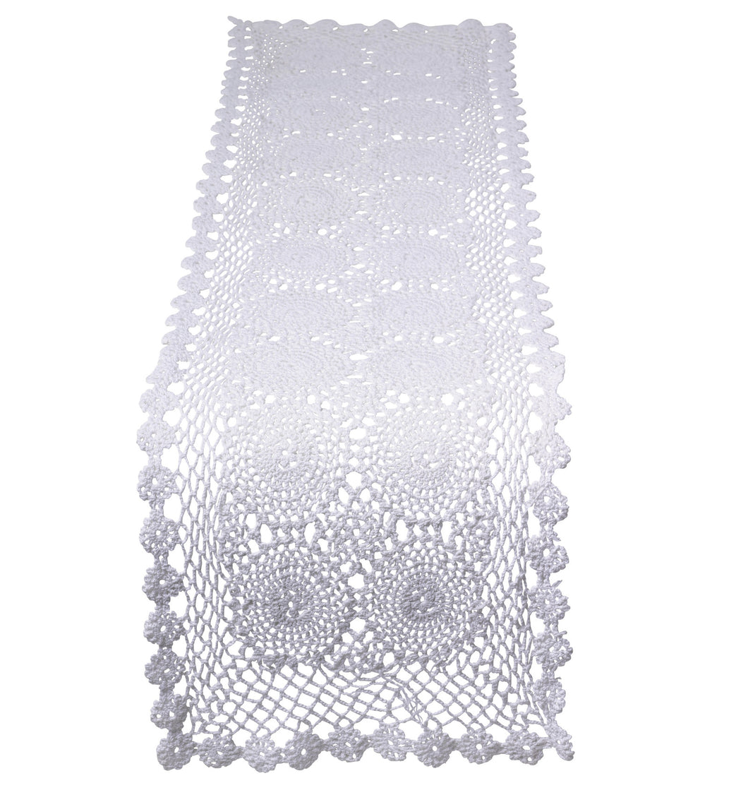 Traditional Floral Cotton Crochet Table Runner 12