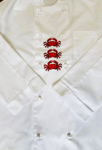 Embroidered Crab Design Chefs Jacket Small 36” (Seconds)