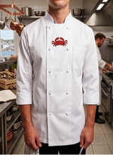 Load image into Gallery viewer, Embroidered Crab Chefs Jacket XS White (34”)