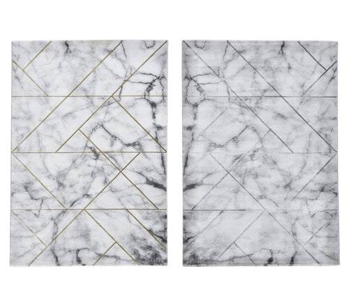 Think Rugs Craft Marble Effect & Metallic Lines Rug (2 Colours)