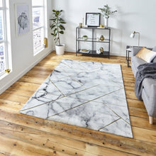 Load image into Gallery viewer, Think Rugs Craft Marble Effect &amp; Metallic Lines Rug (2 Colours)