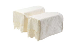 Load image into Gallery viewer, Macrame Arm Caps &amp; Chair Backs Set with Lace Trim (Cream or White)