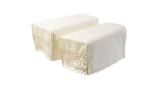 100% Cotton Decorative Arm Caps & Chair Backs with Lace Trim (Cream)