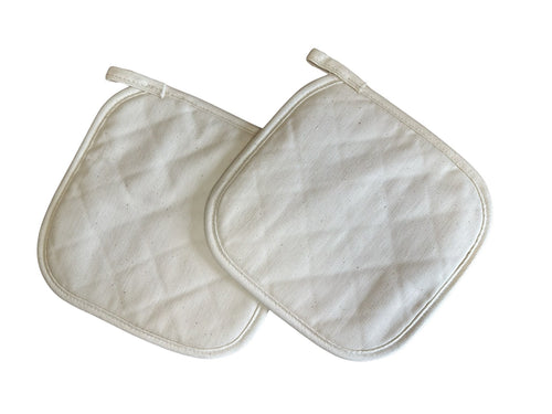 Cream Quilted Heat Protection Cotton Pot Holder - 2 Pack