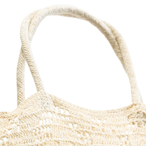 100% Cotton Crochet Bag for Shopping or Beach - 30cm x 35cm (Natural or White)