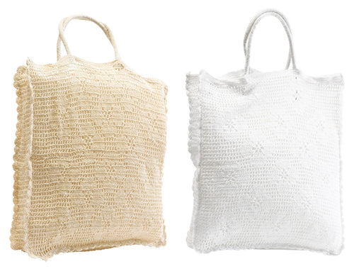 100% Cotton Crochet Bag for Shopping or Beach - 30cm x 35cm (Natural or White)