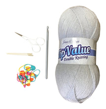 Load image into Gallery viewer, Beginner Crochet Starter Kit inc. Yarn,Hook, Scissors, Needle, Stitch Markers &amp; A5 Booklet