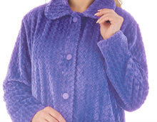Load image into Gallery viewer, Slenderella Ladies Zig Zag Fleece Button Up Dressing Gown (6 Colours)