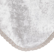 Load image into Gallery viewer, Crushed Velvet Round Chair Back with Crochet Trim (Silver)