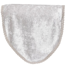 Load image into Gallery viewer, Crushed Velvet Round Chair Back with Crochet Trim (Silver)