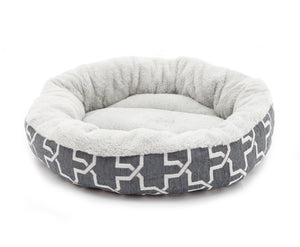 Chenille Abstract Pattern with Faux Fur Inner Cat Dog Cuddler Bed (3 Colours)