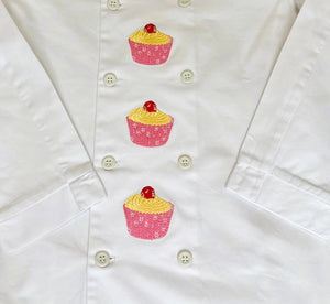 Embroidered Cupcake Design Chef Baker Jacket Extra Small 34.5”