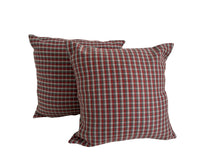 Load image into Gallery viewer, Coral &amp; Grey Check Cushion Cover Pair 43cm x 43cm