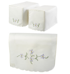 Floral Arm Caps & Chair Back Set with Scalloped Trim (Lilac)