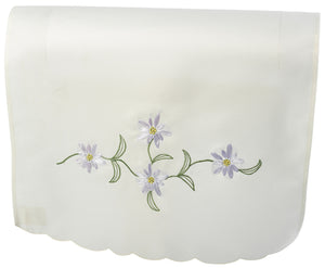 Floral Arm Caps & Chair Back Set with Scalloped Trim (Lilac)