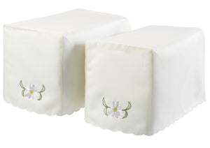 Floral Arm Caps & Chair Back Set with Scalloped Trim (Lilac)