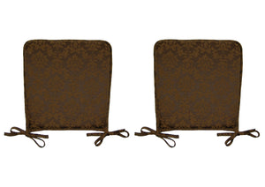 Set of 2 or 4 Damask Square Seat Pads 14.5" x 14.5" (Chocolate)