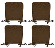 Load image into Gallery viewer, Set of 2 or 4 Damask Square Seat Pads 14.5&quot; x 14.5&quot; (Chocolate)