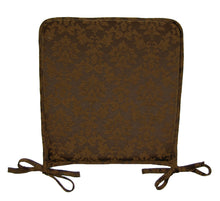 Load image into Gallery viewer, Set of 2 or 4 Damask Square Seat Pads 14.5&quot; x 14.5&quot; (Chocolate)