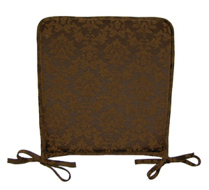 Damask Brown Square Seat Cushions 14.5" x 14.5"