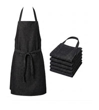 Load image into Gallery viewer, Black Denim Cotton Bib Apron with Pocket (Pack of 1 or 5)