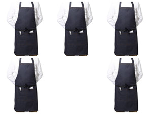Blue Denim 100% Cotton Bib Apron With Split Pocket 27" x 31" (Pack of 1 or 5)