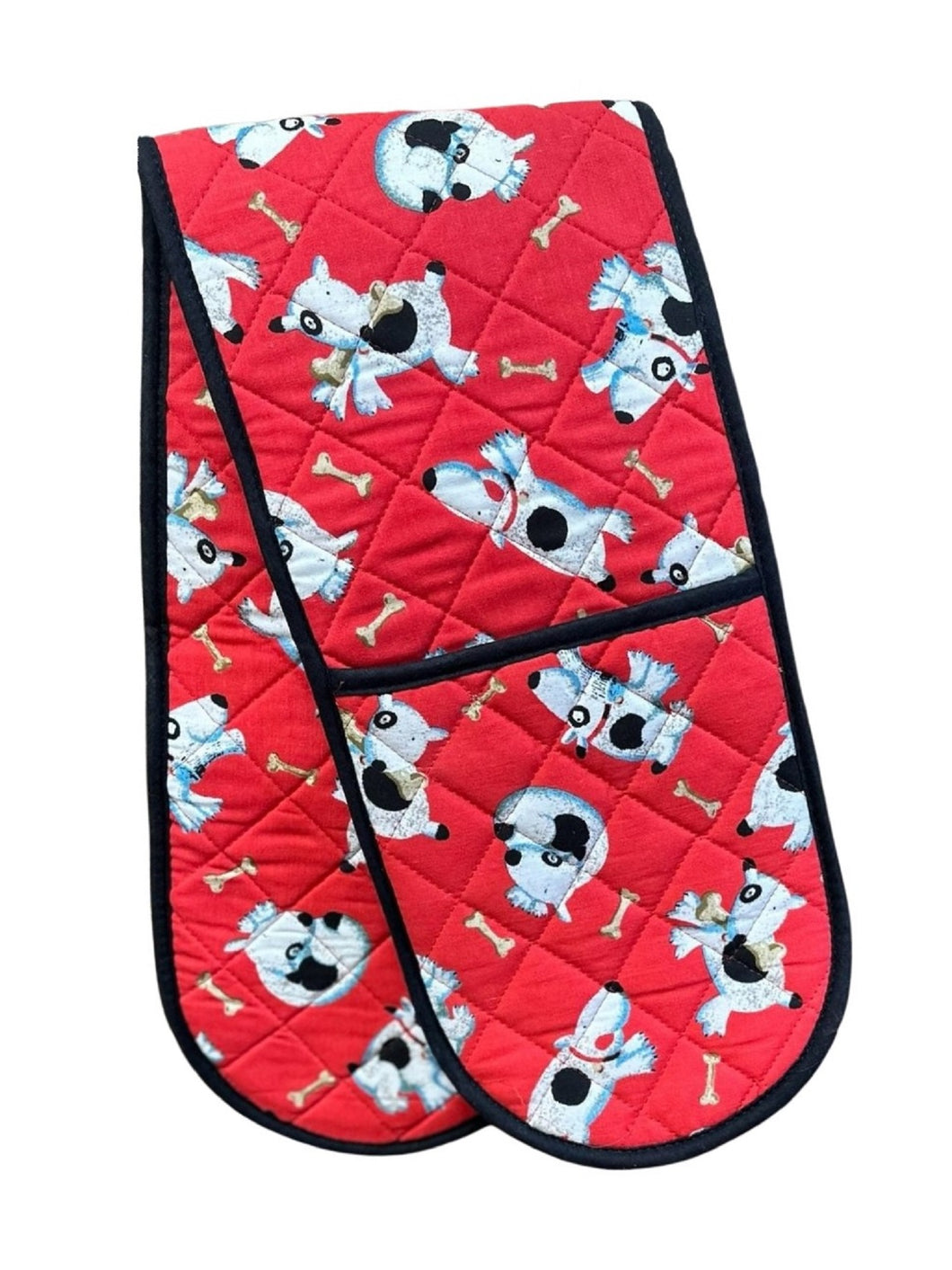 Quilted Double Oven Glove or Gauntlet (Dog & Bone)
