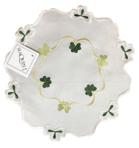 Pack of 4 Embroidered Shamrock Doilies (4 Sizes)