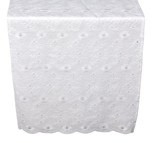 Broderie Anglaise White Cotton Table Runner 14" x 53" (3 Designs)