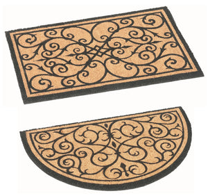 Epsom Coir Mat with Printed Scroll Design 75cm x 45cm (2 Shapes)