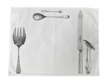 Load image into Gallery viewer, Set of 4 Fish Tong Cutlery Design Cotton Placemats (34cm x 45cm)