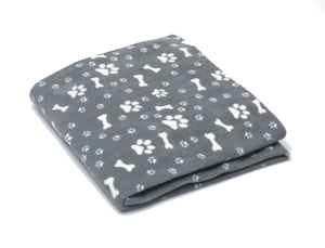 Soft Fleece Bone & Paw Print Dog Blanket (2 Colours)