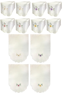 Flora Cream Embroidered Flower Arm Caps or Chair Back (4 Colours)