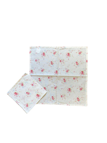 White Floral Cotton Shabby-Chic Napkins 14” x 14”