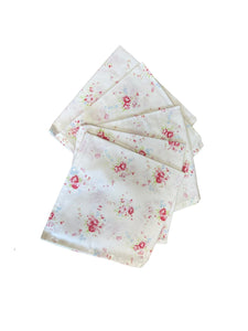 White Floral Cotton Shabby-Chic Napkins 14” x 14”