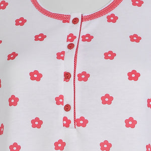 Ladies 100% Cotton Flower & Polka Dot Pyjamas S - XL (Aqua or Red)