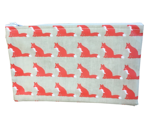 Fox Pattern Zipped Feminine Make Up Storage Bag (19cm x 12cm)