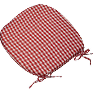 Gingham Check Tie On Round Seat Cushion (Various Colours)
