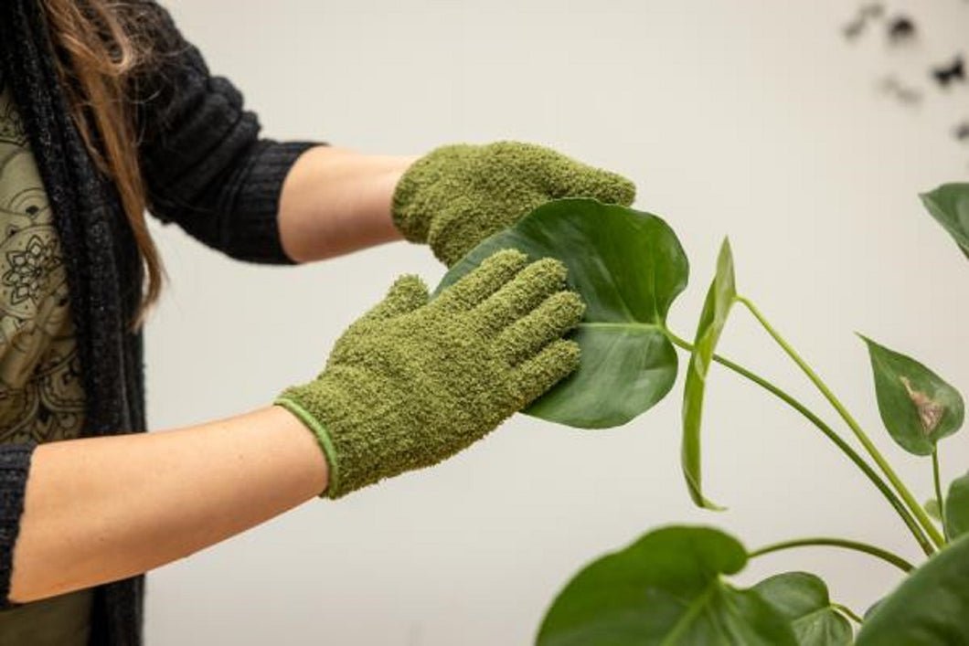 Pair of Green Microfibre Plant Duster Gloves