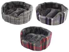 Load image into Gallery viewer, Gor Pets Camden Deluxe Check Bed - Faux Fur Cushion &amp; 8cm Walls (3 Colours)