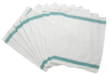 Load image into Gallery viewer, Herringbone Cotton Tea Towels with Green Stripe Detail (Various Quantities)