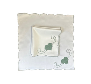 Embroidered Leaf Design Table Napkins 18" x 18" (3 Colours)