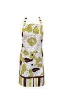 Load image into Gallery viewer, Green Brown &amp; White Pinny Cotton Apron with Pocket 64cm x 79cm