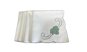 Embroidered Leaf Design Table Napkins 18" x 18" (3 Colours)