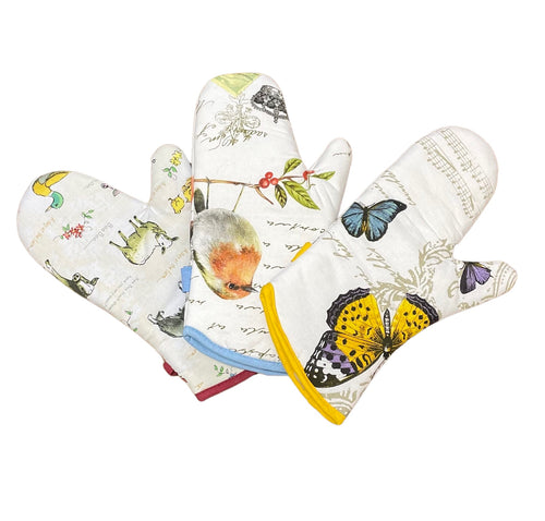 Cotton Quilted Assorted Design Oven Gloves (3 Designs)