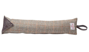 Harris Tweed Herringbone Draught Excluder with Leather Detail