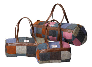 Harris Tweed 100% Pure New Wool Patchwork Bag with Leather Handle (3 Sizes)